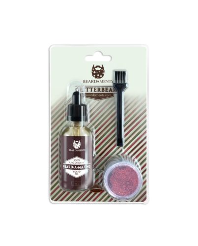 Mach deinen Bart fit für spezielle Anlässe! Der Beardaments Glitterbeard Set enthält eine Dose mit ultrafeinem Glitter und einer Flasche des Beard-A-Mazing Pre-Glitter-Bartöls.